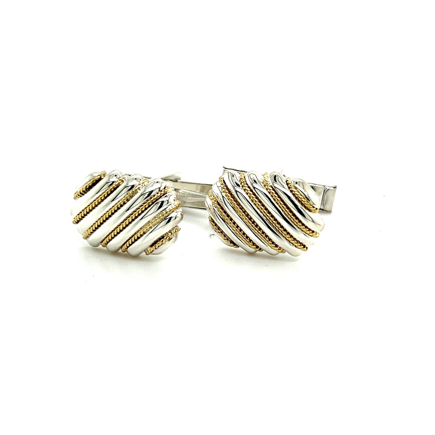 Tiffany & Co Estate Cufflinks 18k Y Gold + Sterling Silver TIF296 - Certified Fine Jewelry