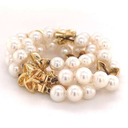 Mikimoto Estate Akoya Pearl Bracelet 18k Gold 7.25" 5.1 mm Certified $4,950 210634 - Certified Fine Jewelry