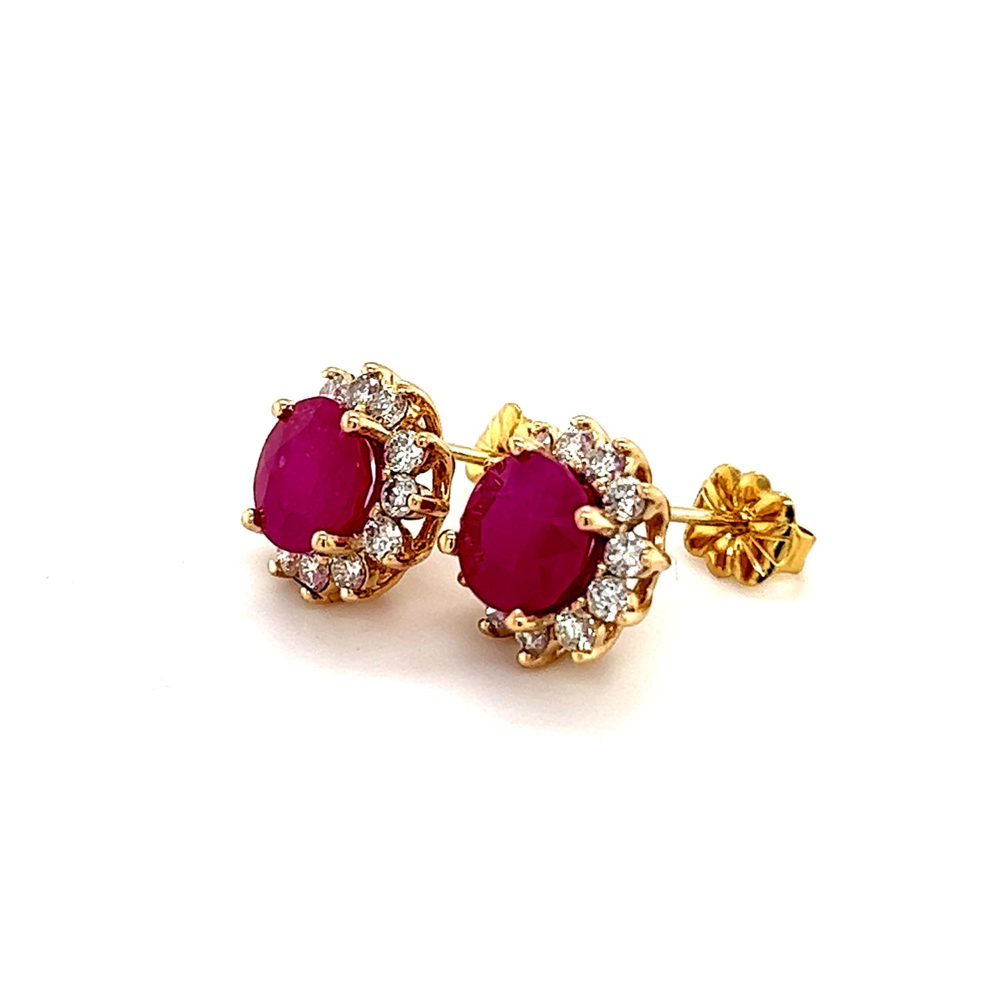 Natural Ruby Diamond Earrings 14k Gold 3.72 TCW Certified $5,950 211346 - Certified Estate Jewelry