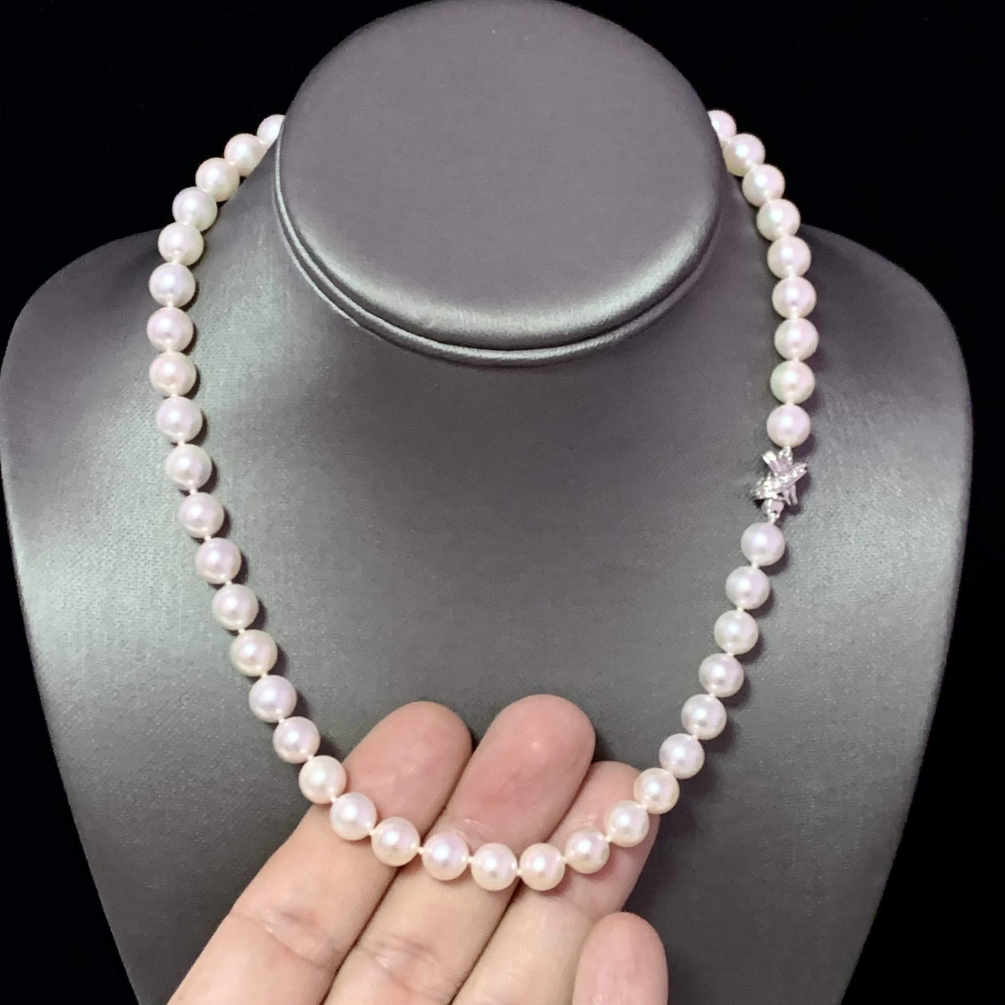 Akoya Pearl Necklace 14k White Gold 17" 8.5 mm Certified $4,990 114458 - Certified Estate Jewelry