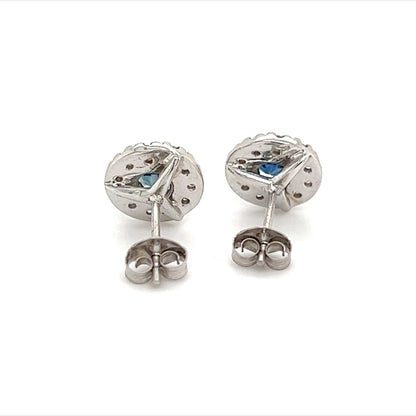 Natural Sapphire Diamond Stud Earrings 14k Gold 1.09 TCW Certified $3,950 216098 - Certified Fine Jewelry