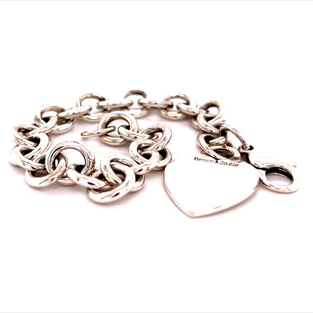 Tiffany & Co Estate Heart Charm Bracelet Sterling Silver 7.5" 35.5 Grams TIF256 - Certified Fine Jewelry