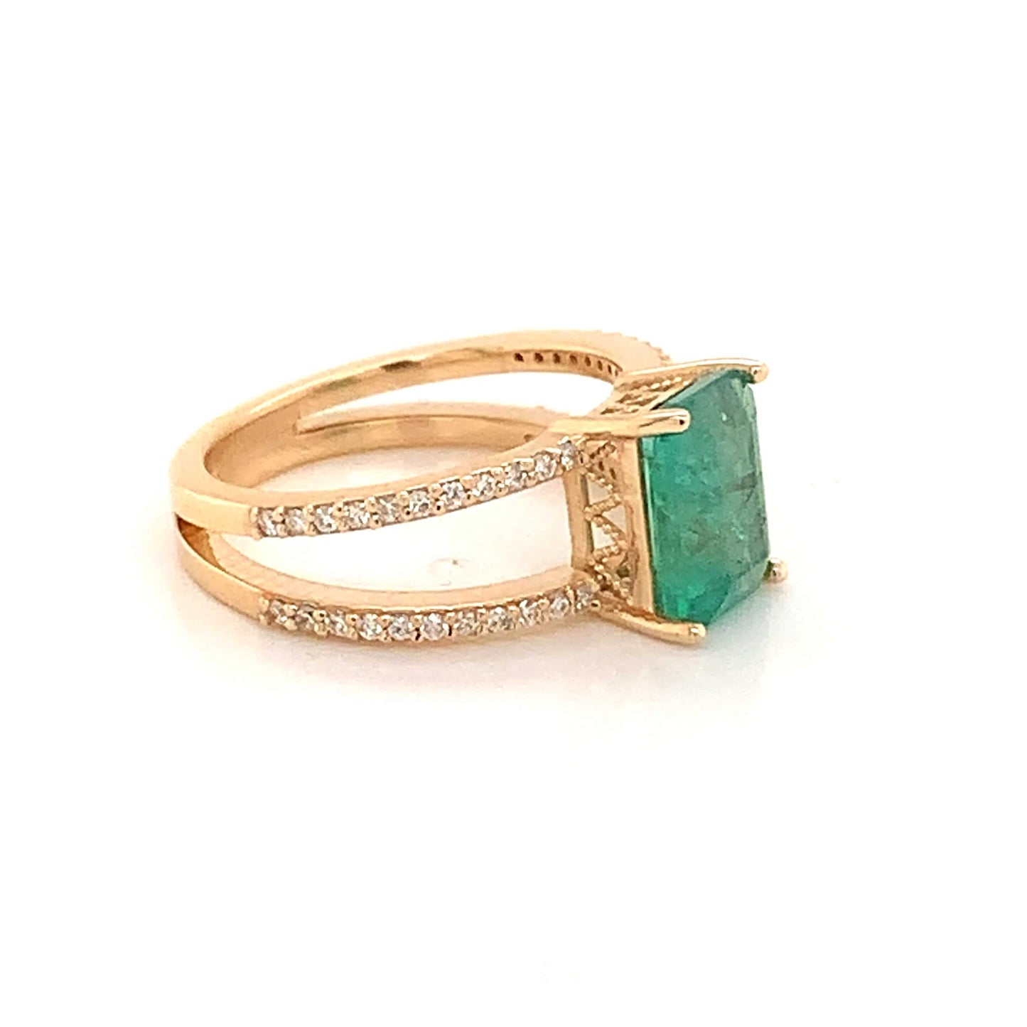 Natural Emerald Diamond Ring 14k Gold 2.32 TCW Size 7 Certified $5,950 111874 - Certified Estate Jewelry