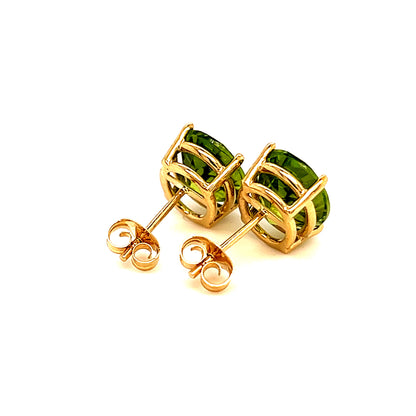 Oval Shape Peridot Stud Earrings 14k Y Gold 5.20 CTW Certified $3,950 211184 - Certified Estate Jewelry