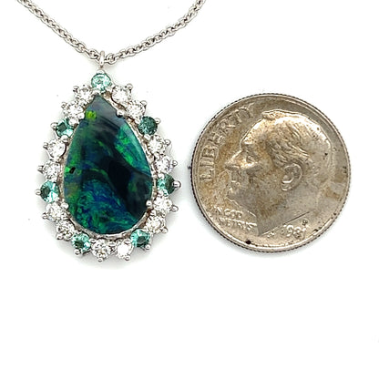 Natural Opal Diamond Pendant w/ 18" Gold Chain 3.25 TCW GIA Certified $8,950 211197