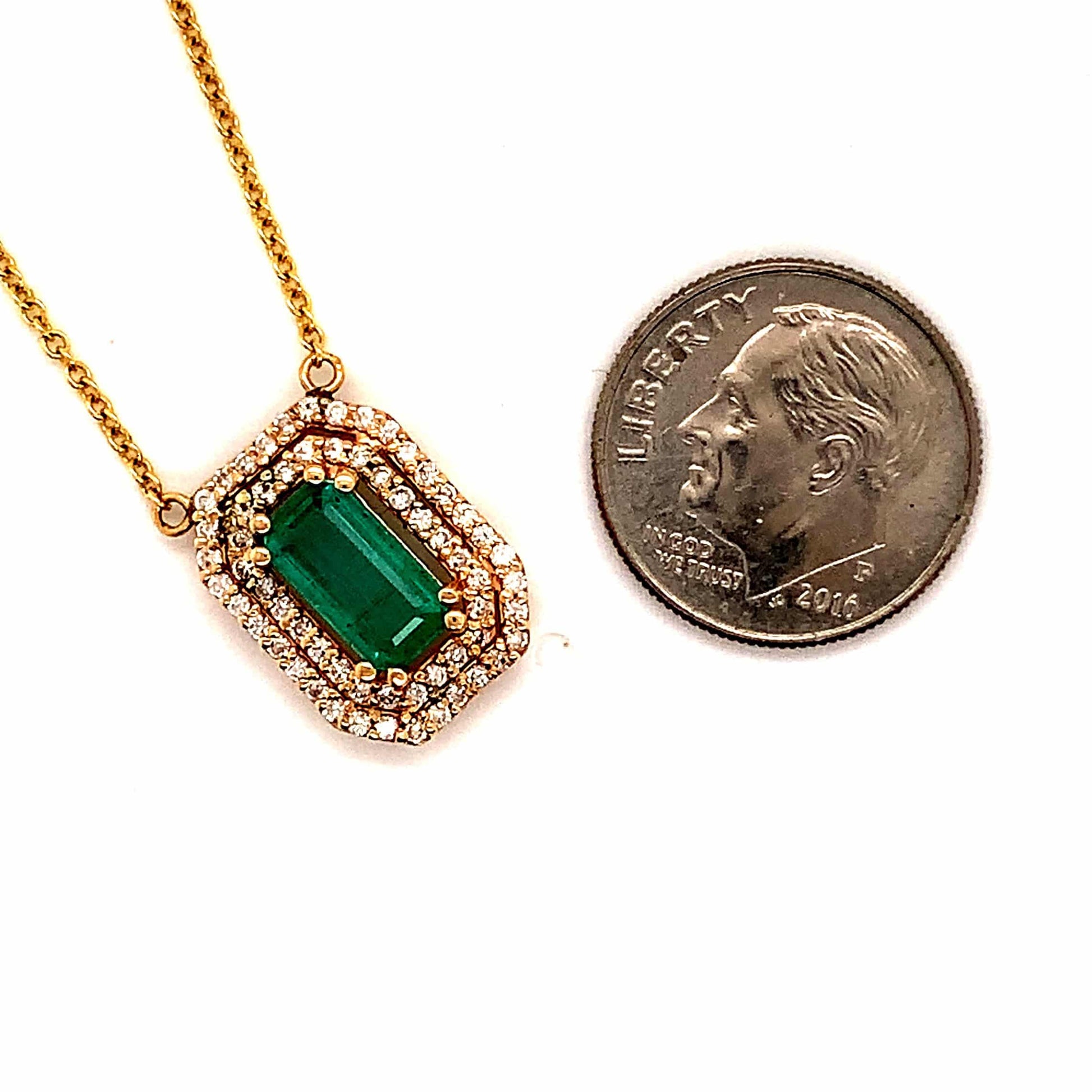 Natural Emerald Diamond Necklace 14k Gold 1.21 TCW 16" Certified $4,950 112176 - Certified Estate Jewelry