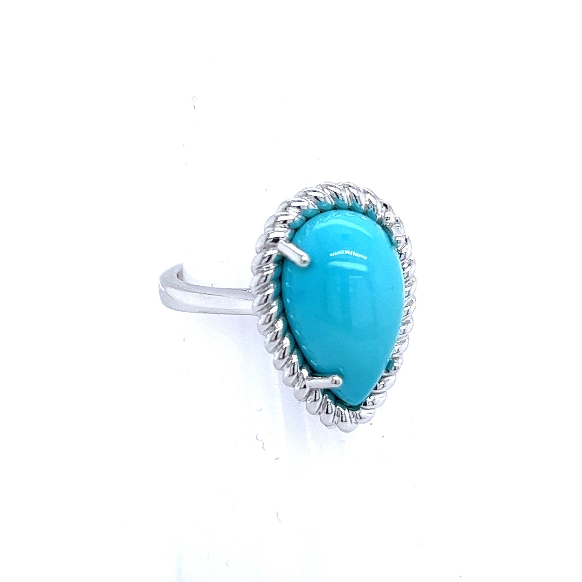 Natural Persian Turquoise Ring Size 6 14k White Gold 6.21 TCW Certified $4,250 221276 - Certified Fine Jewelry