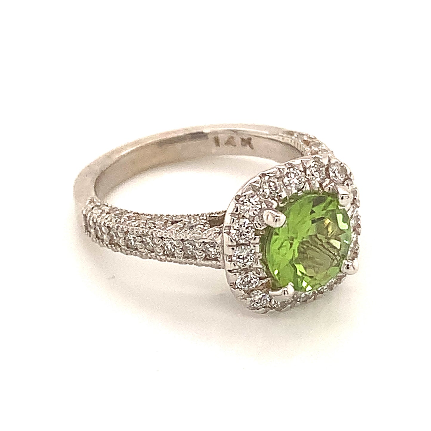 Peridot Diamond Ring 14k Gold Size 5.5 1.85 TCW Certified $4,950 121081 - Certified Estate Jewelry