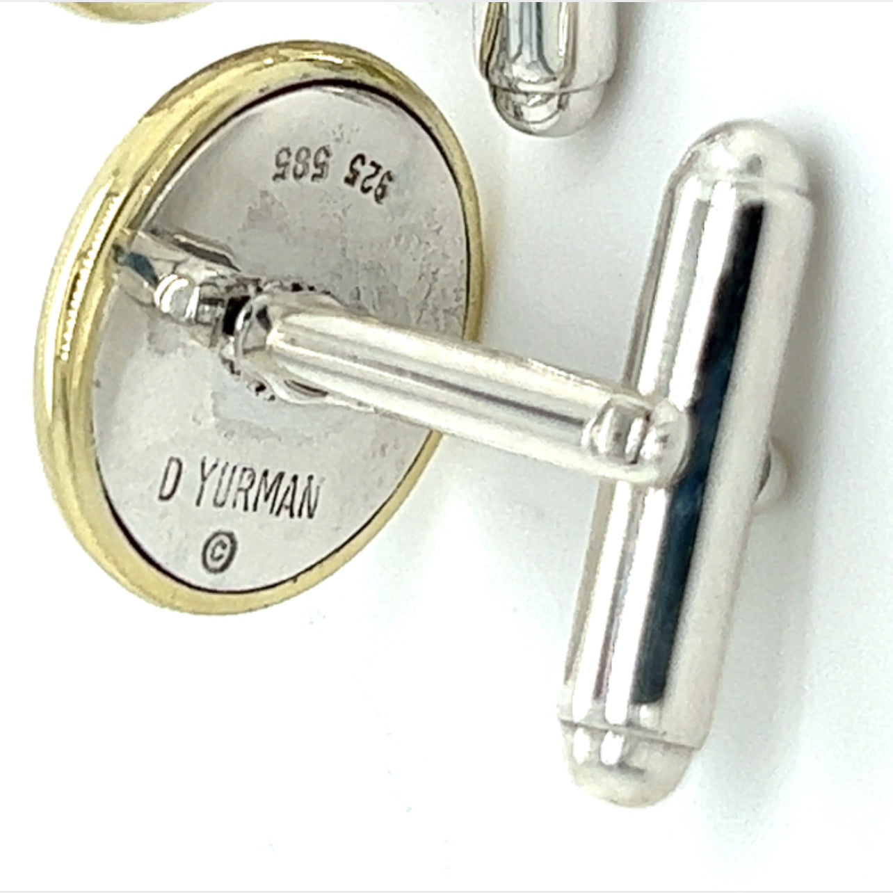 David Yurman Estate Cufflinks Sterling Silver + 14k Gold DY133 - Certified Fine Jewelry