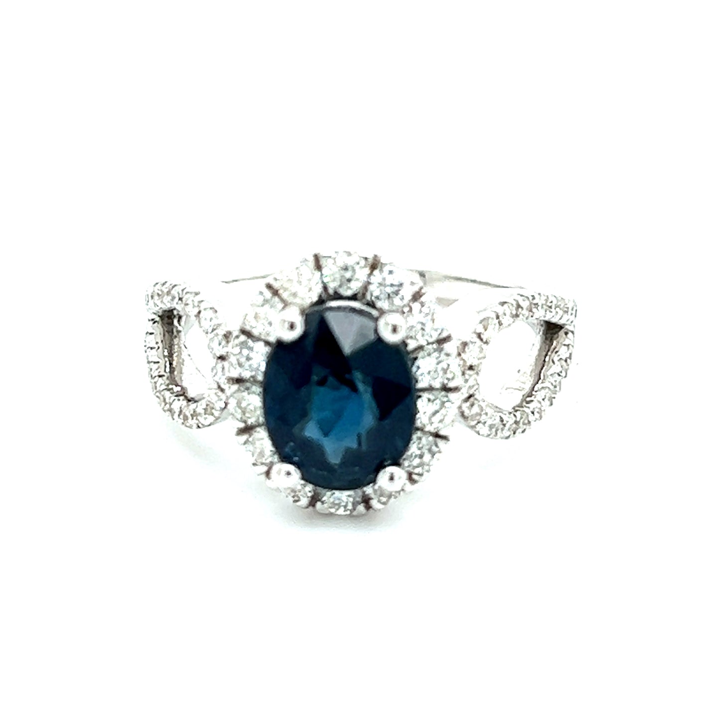 Natural Sapphire Diamond Ring Size 6.25 14k W Gold 2.93 TCW Certified $5,950 216682
