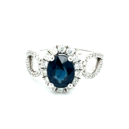 Natural Sapphire Diamond Ring Size 6.25 14k W Gold 2.93 TCW Certified $5,950 216682