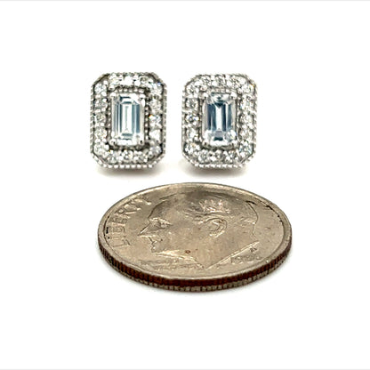 Natural Sapphire Diamond Stud Earrings 14k W Gold 0.96 TCW Certified $2950 121268 - Certified Estate Jewelry