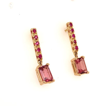 Rubellite Tourmaline Ruby Earrings 14k Gold 1.25 TCW Certified $3,950 018676 - Certified Estate Jewelry