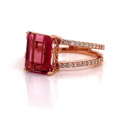 Natural Tourmaline Diamond Ring 14k RG 2.2 TCW Certified $4,950 112165 - Certified Estate Jewelry