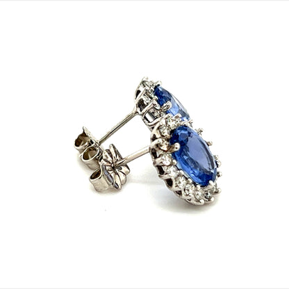 Natural Sapphire Diamond Earrings 14k Gold 3.2 TCW Certified $5,950 211909 - Certified Estate Jewelry