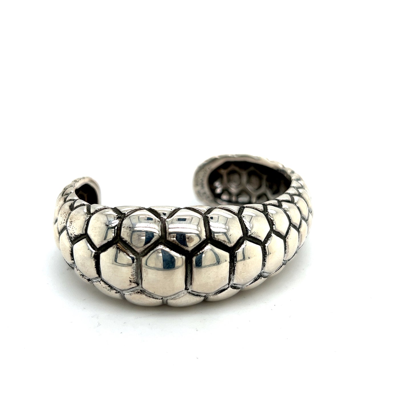 Tiffany & Co Estate Bangle Bracelet 7.5" Medium Beehive Design Sterling Silver TIF361