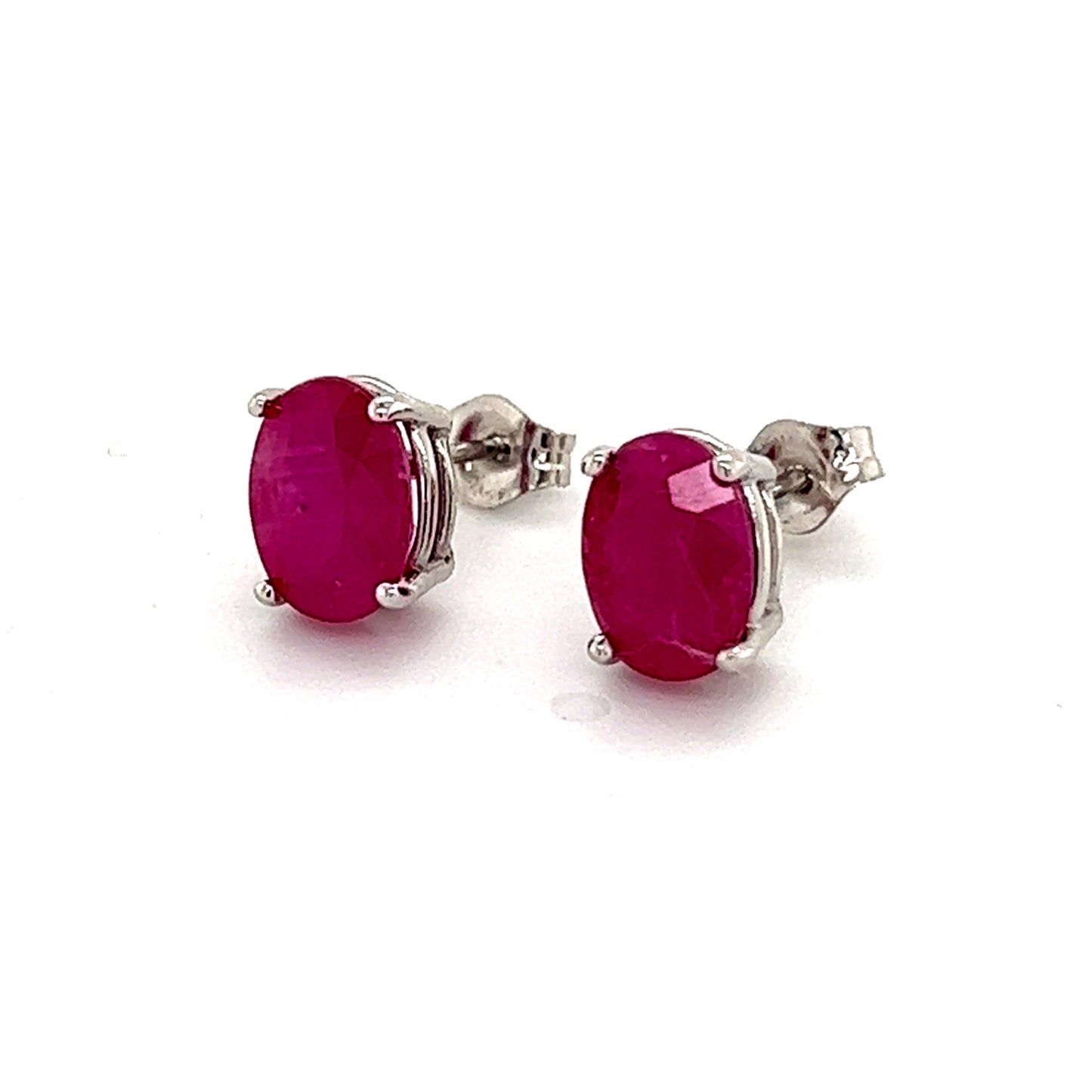Natural Ruby Stud Earrings 14k Gold 3.83 TCW Certified $2,790 210752 - Certified Estate Jewelry