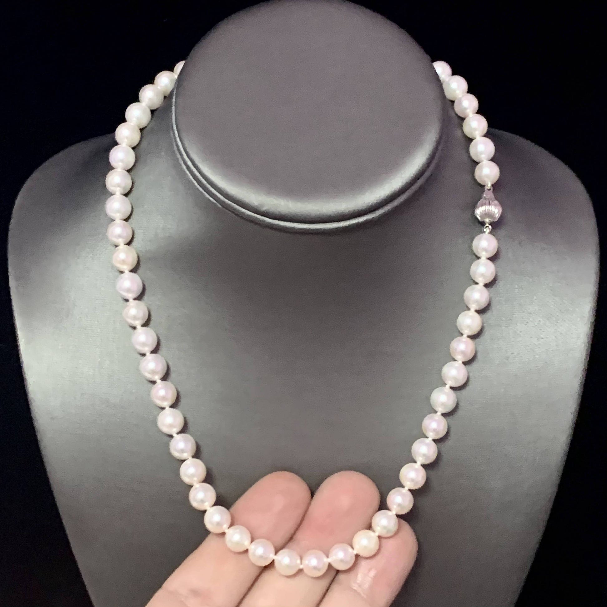 Akoya Pearl Necklace 14k Gold 18" 8.0 mm Certified $3,975 113101 - Certified Estate Jewelry