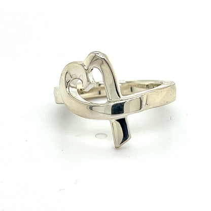 Tiffany & Co Estate Heart Ring Size 4.75 Sterling Silver TIF274