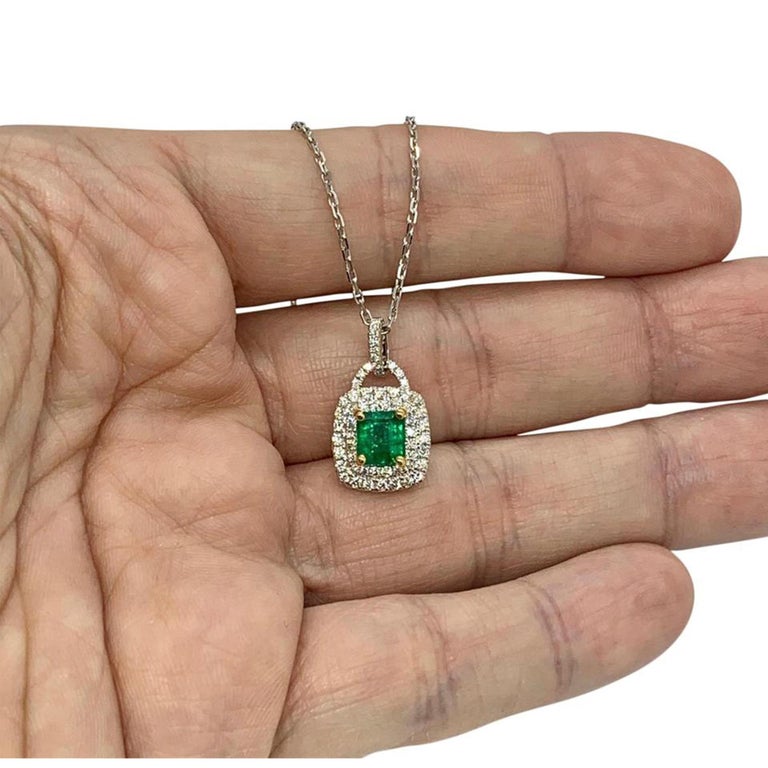 Diamond Emerald Necklace 18k Gold 1.95T CW Italy Certified $3,950 920739 - Certified Estate Jewelry