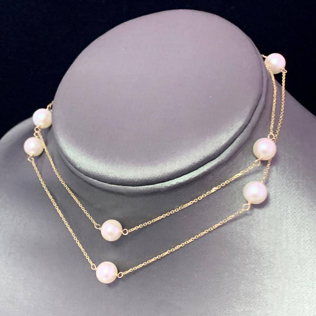 Akoya Pearl Necklace 8-7.50 mm 14k Gold 24.50" Women Certified $2,575 721781 - Certified Fine Jewelry