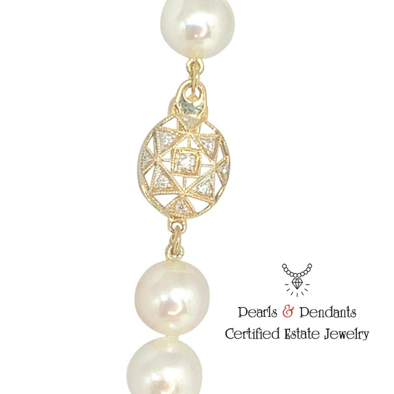 Diamond Akoya Pearl Necklace 14k Gold 8.5 mm 36 in Certified $9,750 010932 - Certified Fine Jewelry