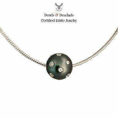 Diamond Tahitian South Sea Pearl Necklace 14k Gold Italy Certified $3950 920458 - Certified Estate Jewelry