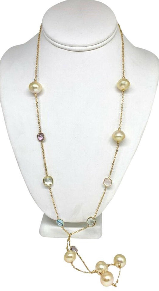 South Sea Pearl Quartz Necklace 14.30 mm 14k Gold Certified $2995 822110 - Certified Fine Jewelry