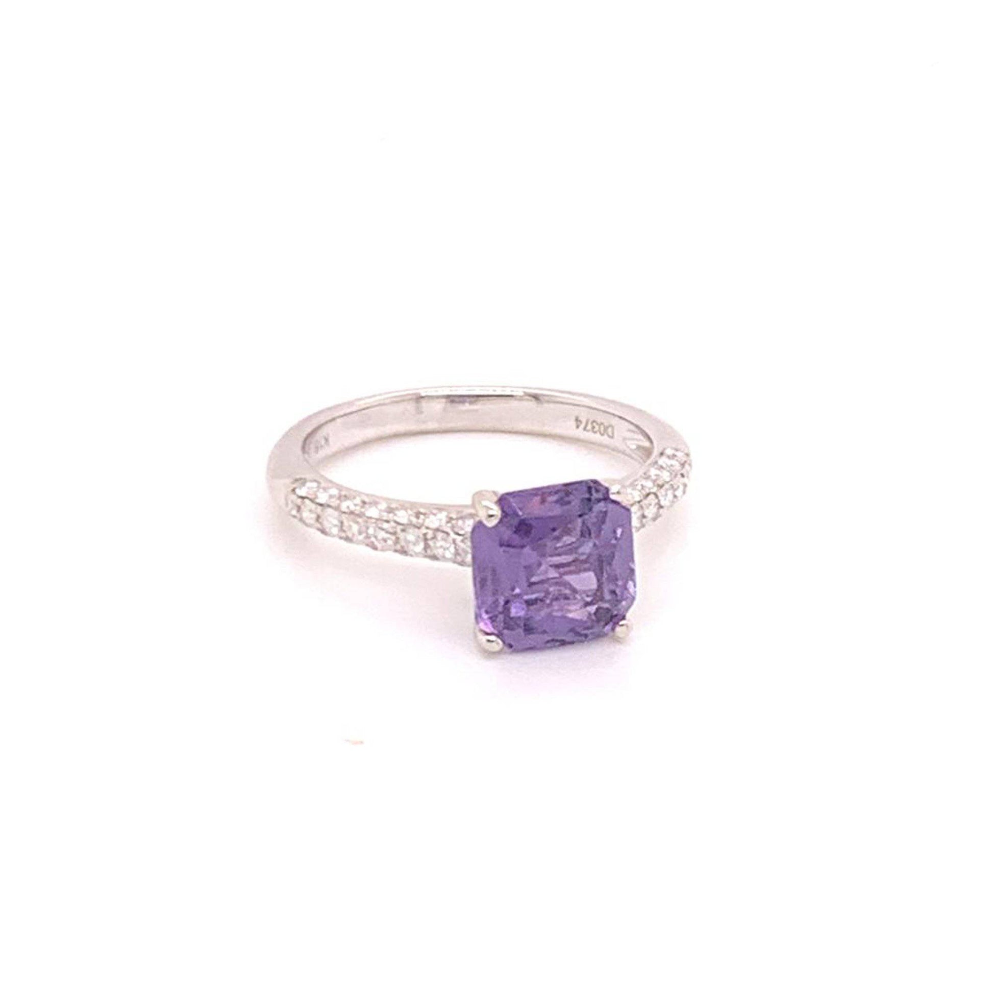 Purple Sapphire Diamond Ring 18k Gold Women 1.72 TCW Certified $3,950 913136 - Certified Fine Jewelry