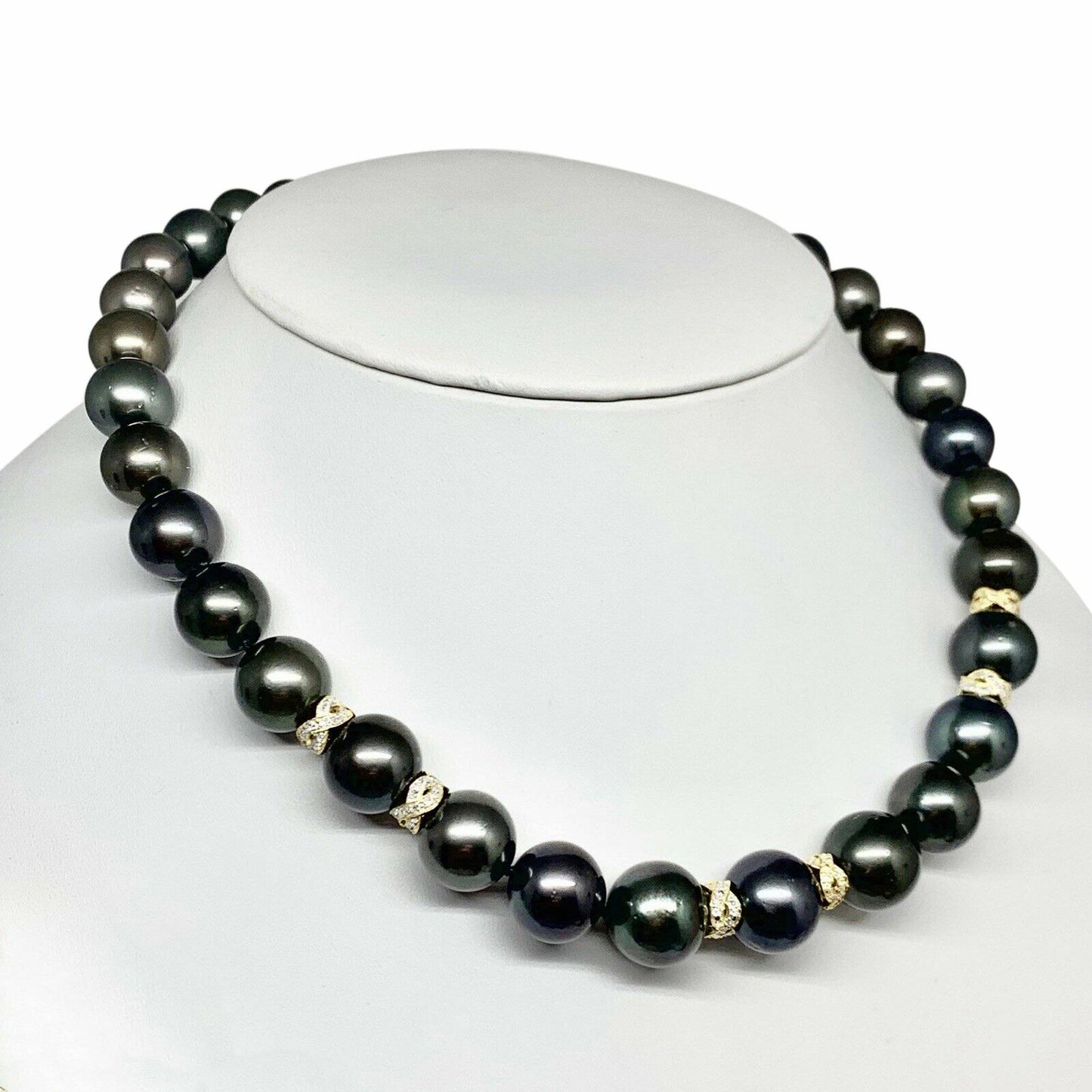 Diamond Tahitian Pearl Necklace 18k Gold 13.07 mm 17" Certified $26,250 914435 - Certified Estate Jewelry