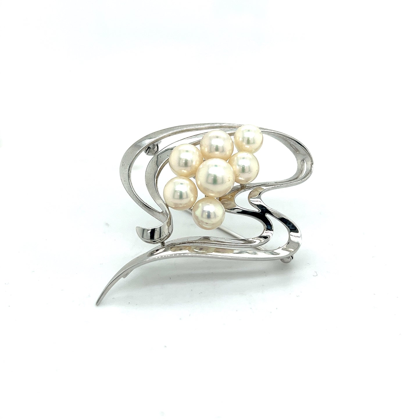 Mikimoto Estate Akoya Pearl Brooch Pin Sterling Silver 8 mm M294 - Certified Fine Jewelry