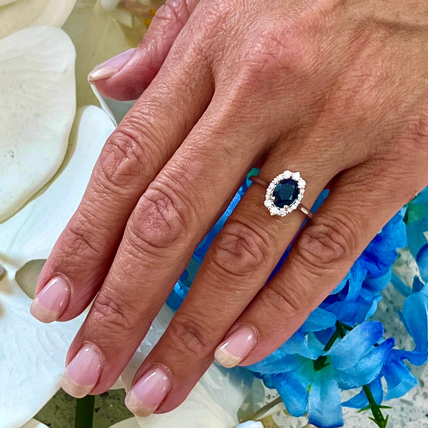 Natural Sapphire Diamond Ring Size 6.5 14k W Gold 2.29 TCW Certified $2,850 216681