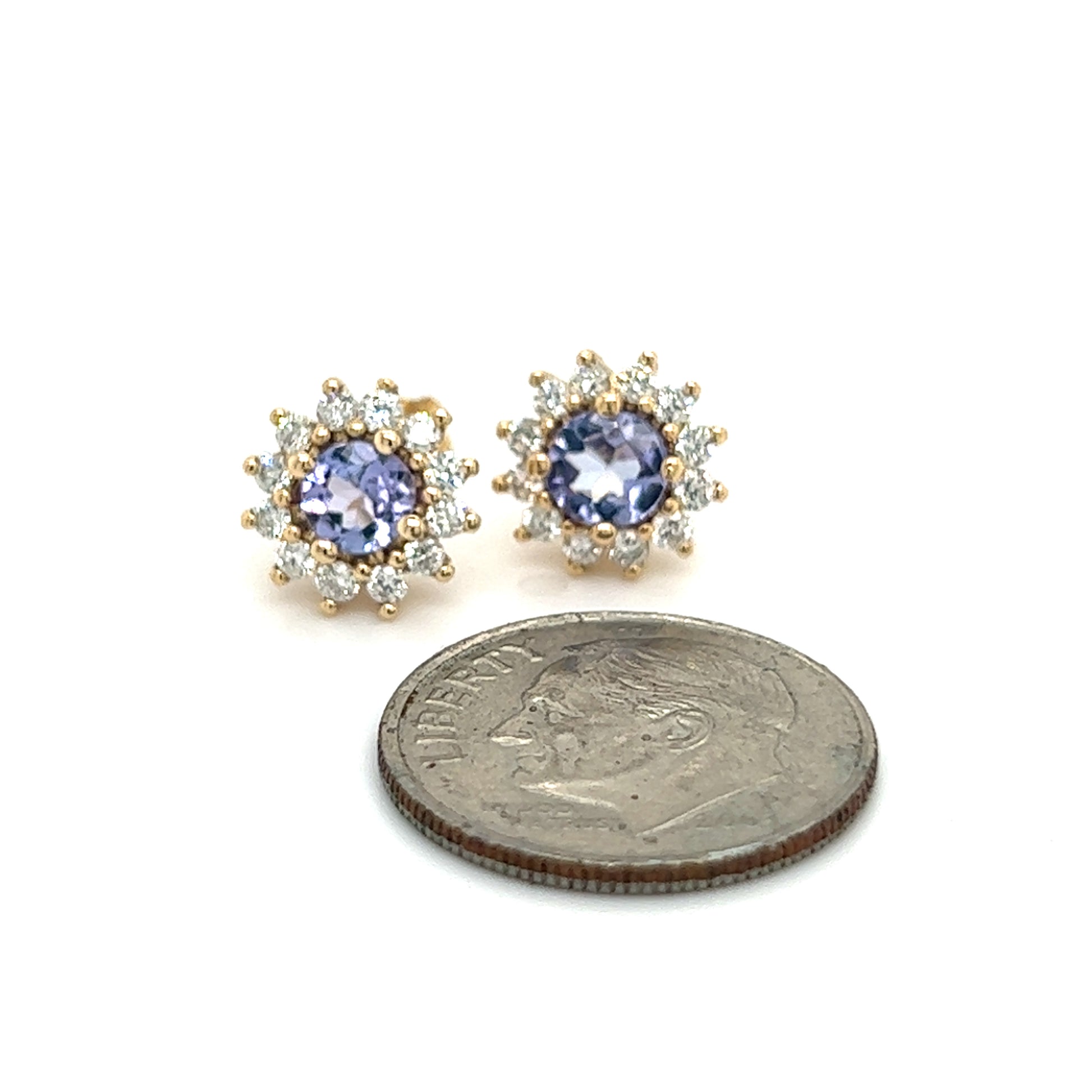 Natural Tanzanite Diamond Stud Earrings 14k Y Gold 1.18 TCW Certified $3,790 211353 - Certified Estate Jewelry