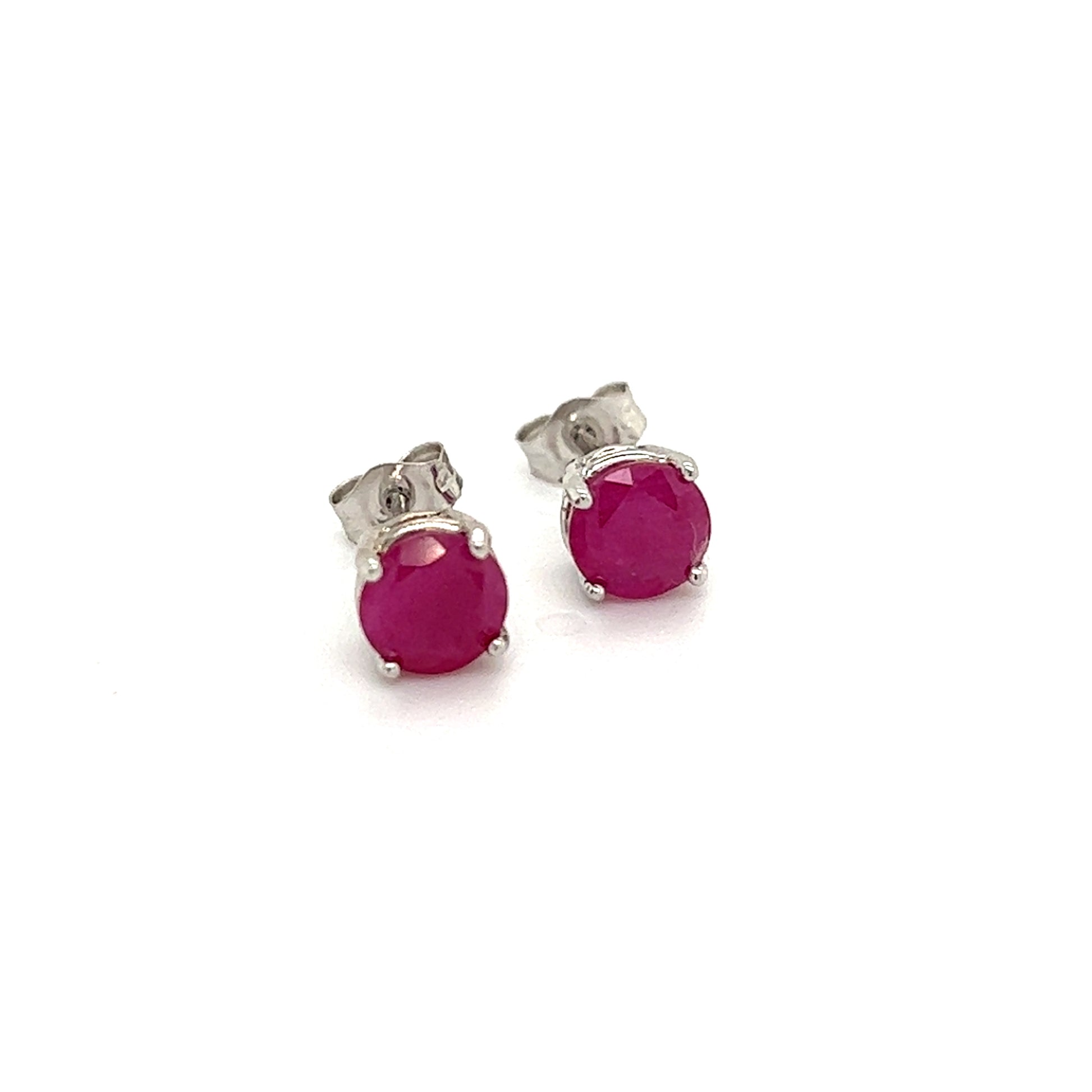 Natural Ruby Stud Earrings 14k Gold 1.91 TCW 1.28 Grams Certified $2,290 210750 - Certified Estate Jewelry