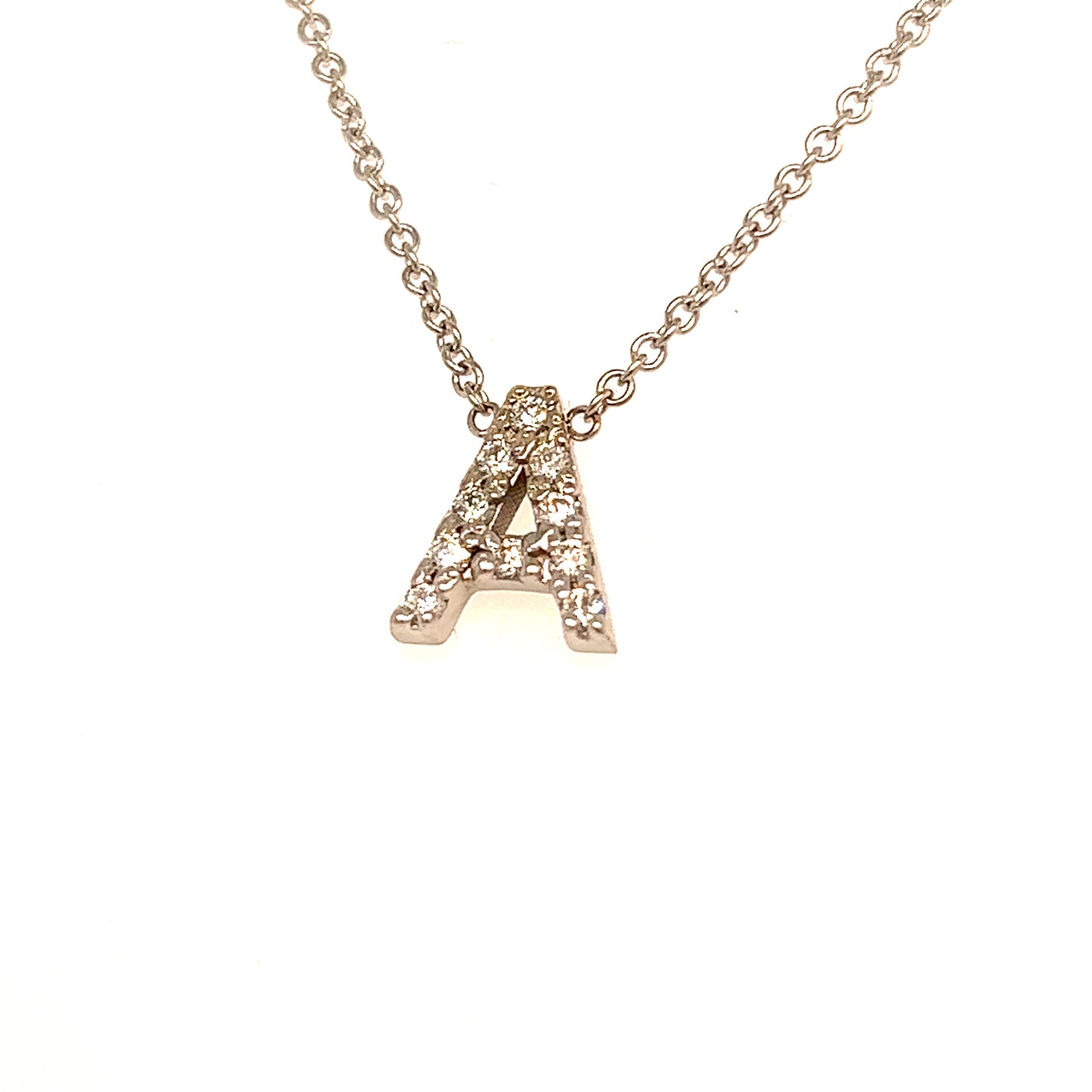Diamond Letter "A" Pendant Necklace 18" 14k Gold 0.12 TCW Certified $1,950 121279