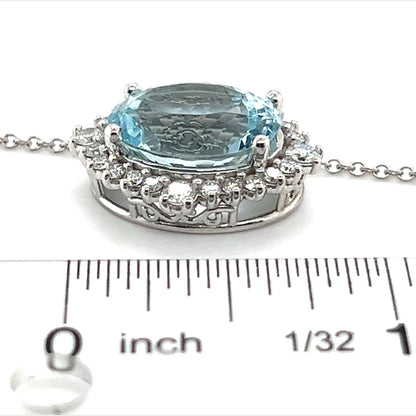 Natural Aquamarine Diamond Necklace 14k Gold 10.07 TCW Certified $7,950 215429