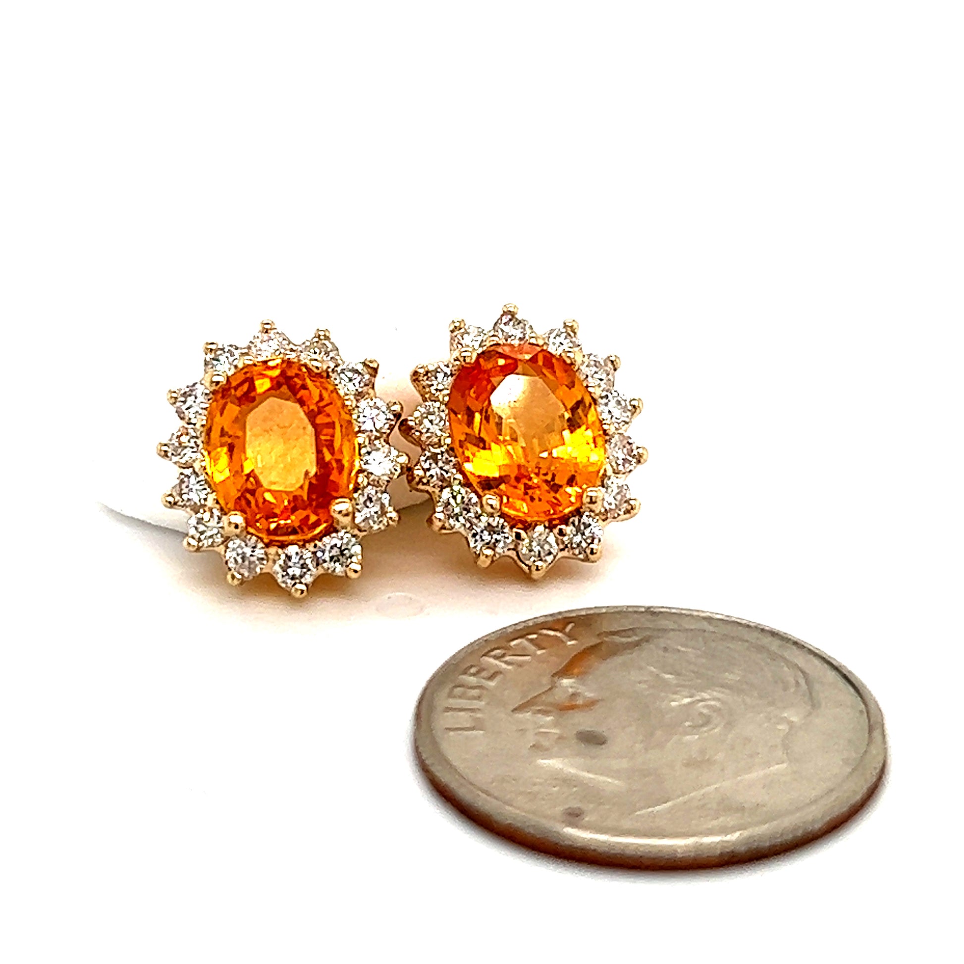 Natural Sapphire Diamond Stud Earrings 14k Gold 3.5 TCW Certified $5,950 211886