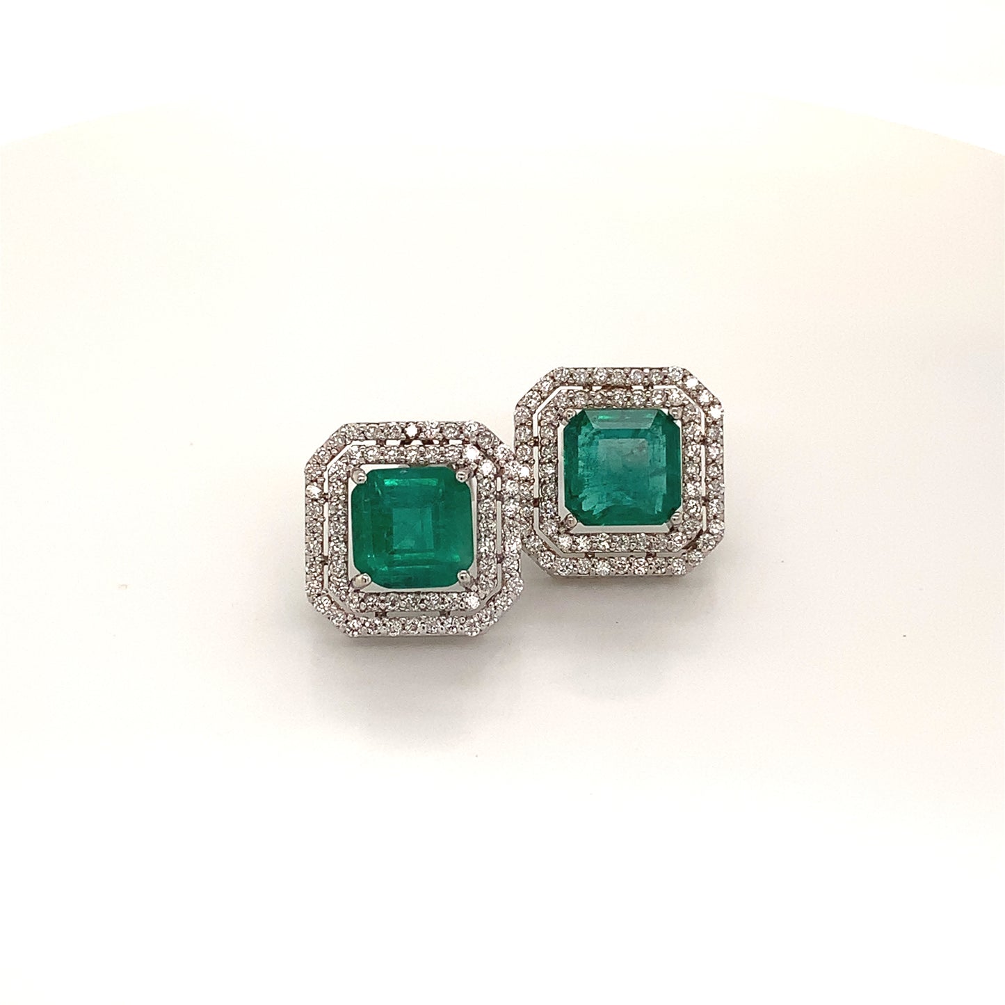 Natural Emerald Diamond Earrings 14k Gold 4.72 TCW Certified $8,950 113440 - Certified Fine Jewelry