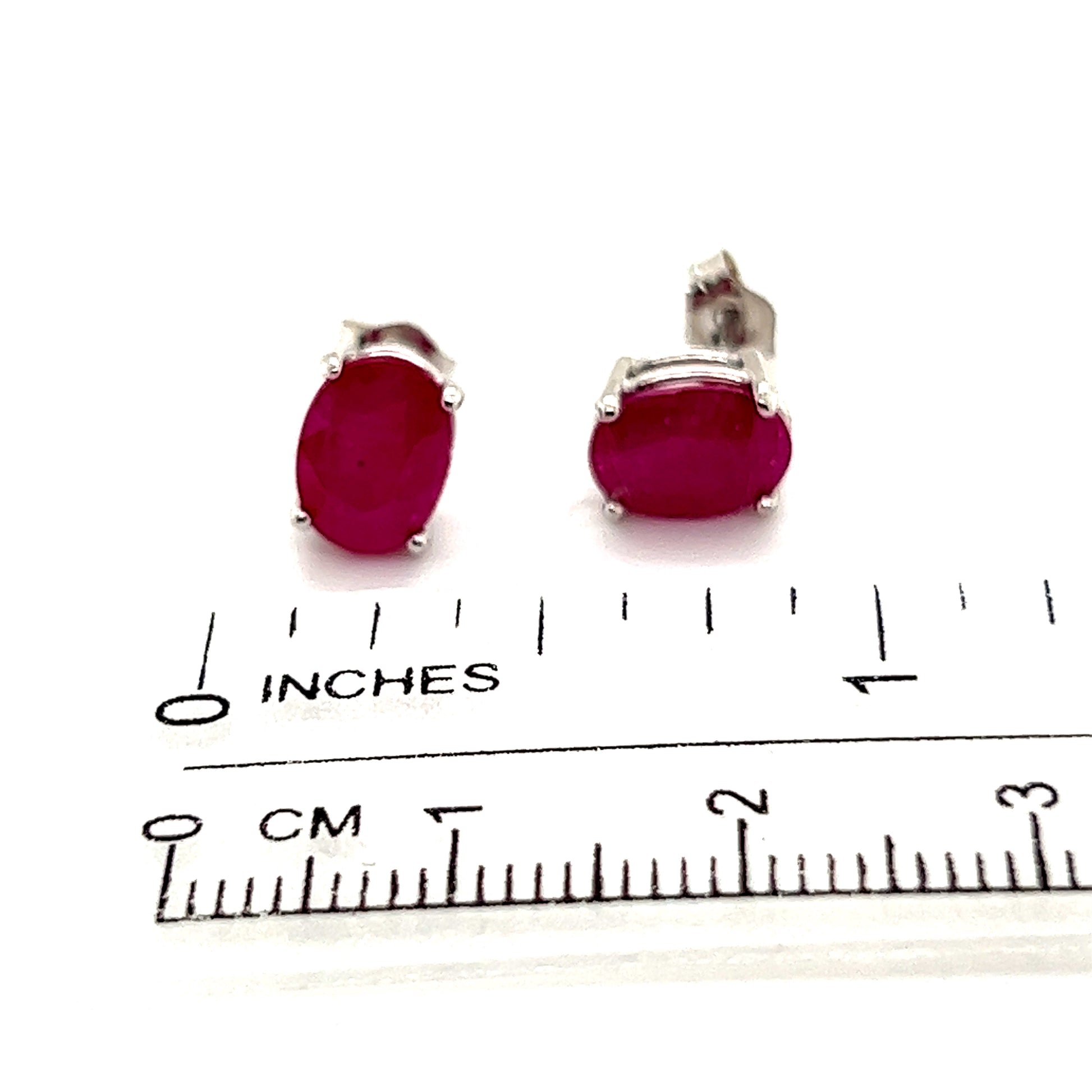 Natural Ruby Stud Earrings 14k Gold 3.83 TCW Certified $2,790 210752 - Certified Estate Jewelry