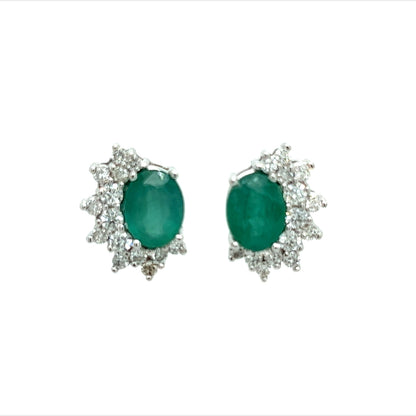 Natural Emerald Diamond Stud Earrings 14k White Gold 2.77 TCW Certified $6,950 211898 - Certified Fine Jewelry
