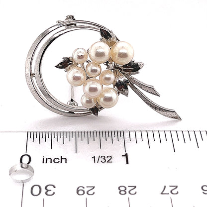 Mikimoto Estate Akoya Pearl Brooch Sterling Silver 6.25 mm 6.8g M245 - Certified Fine Jewelry