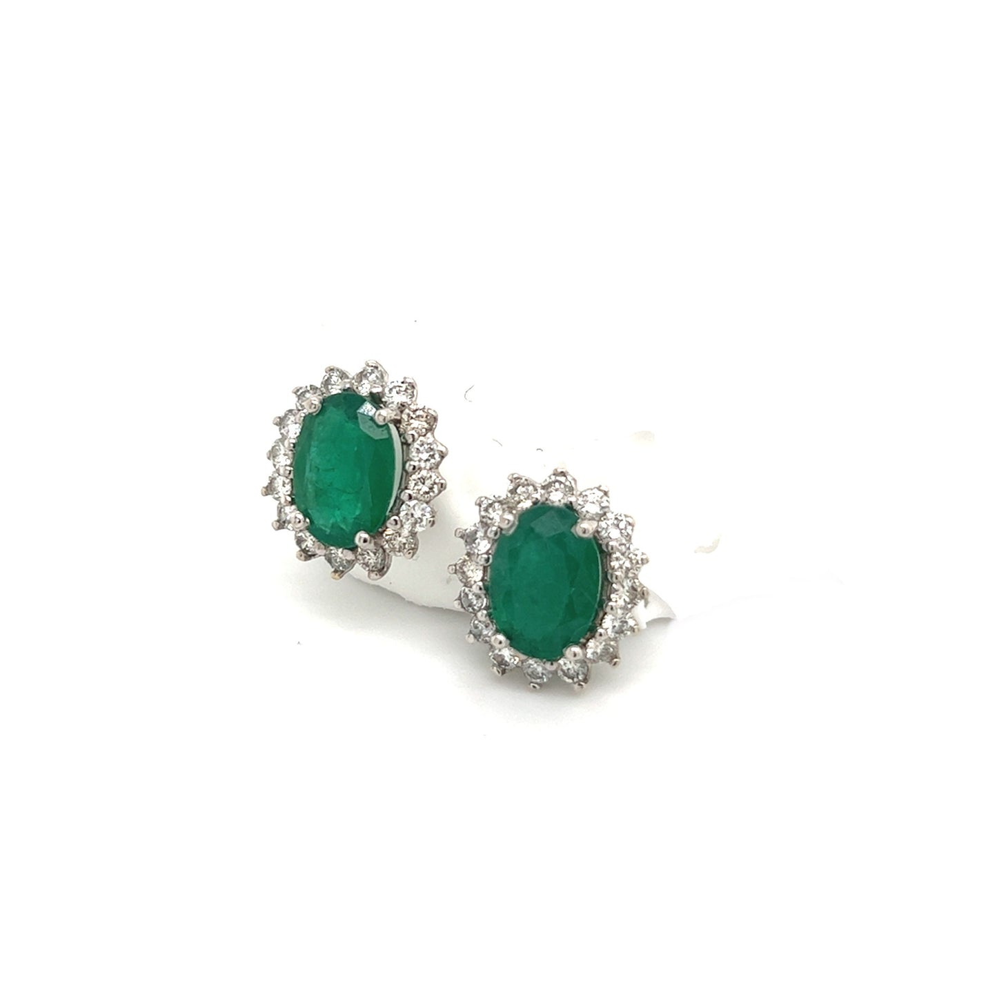 Natural Emerald Diamond Earrings 14k Gold 2.87 TCW Certified $6,950 211888 - Certified Fine Jewelry