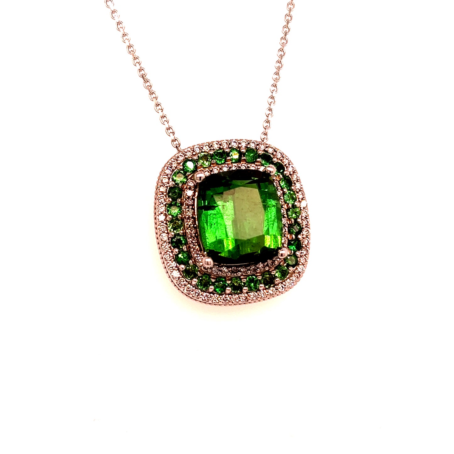 Diamond Tourmaline Garnet Pendant Necklace 17" 9.13 TCW Certified $9,795 213257