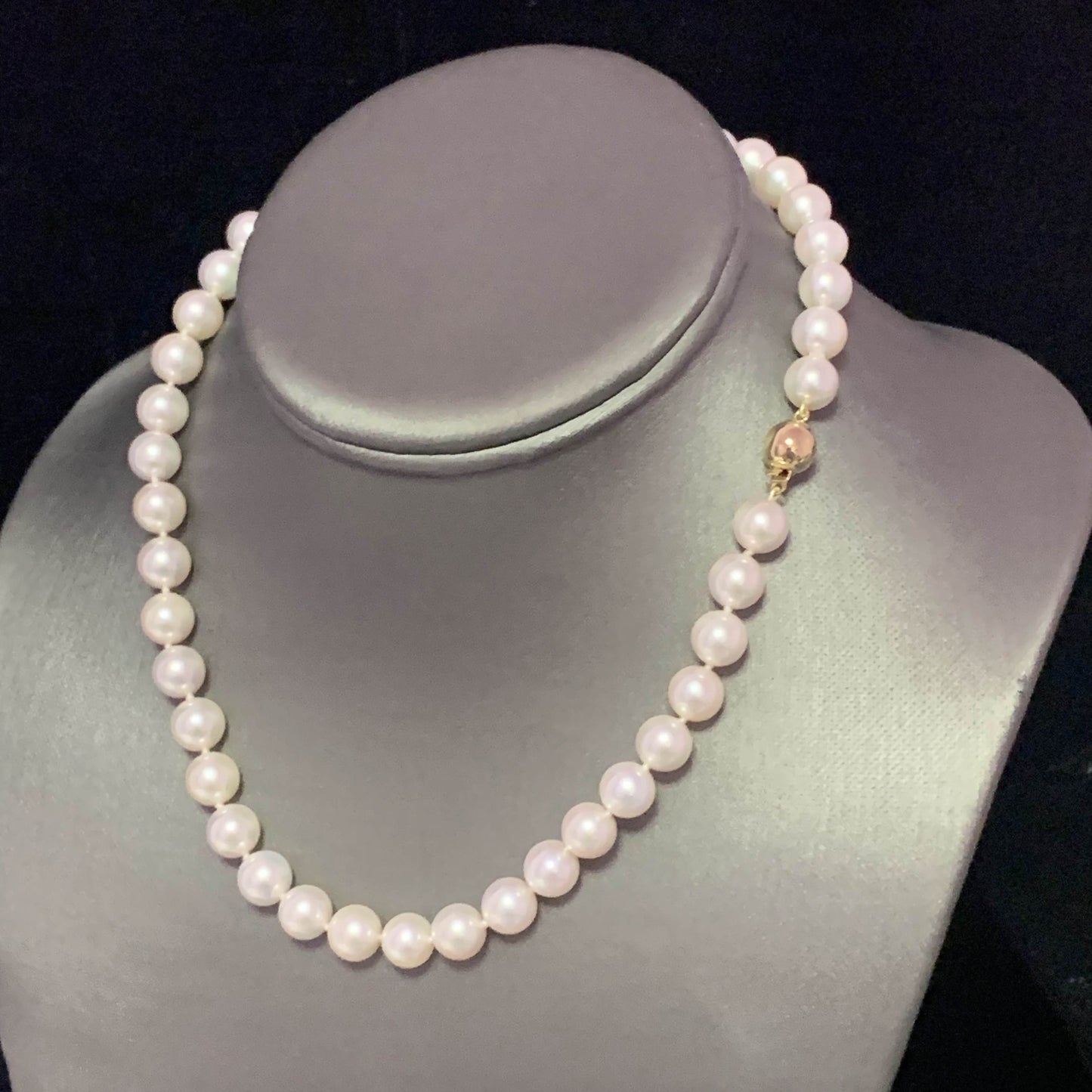 Akoya Pearl Necklace 14k Yellow Gold 8.5 mm 16" Certified $3,950 111841 - Certified Estate Jewelry