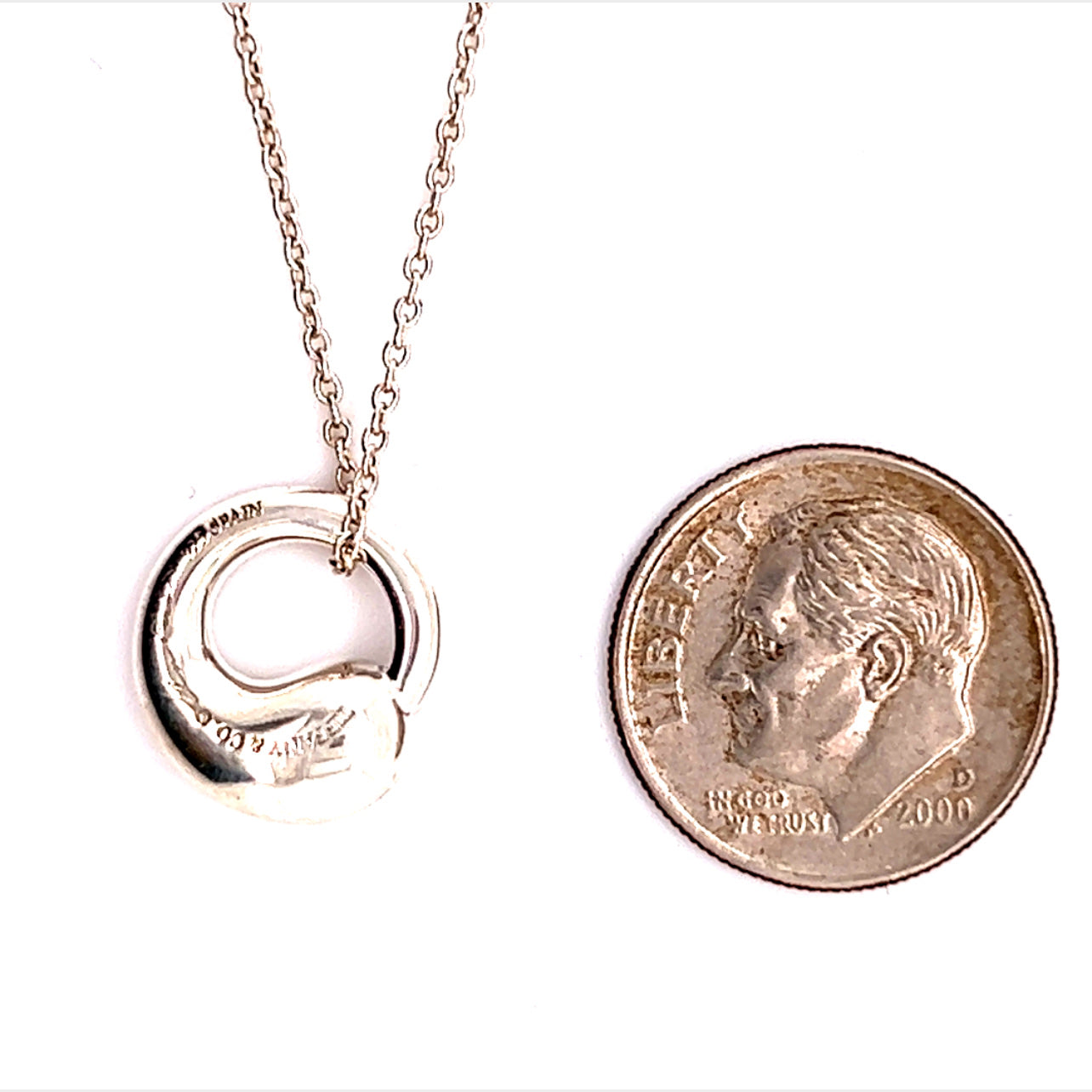 Tiffany & Co Estate Swirl Pendant Silver Necklace 16" By Elsa Peretti TIF226 - Certified Estate Jewelry