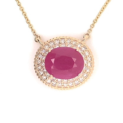 Ruby Diamond Necklace 14k Gold 18" 5.06 TCW Certified $5,975 121097 - Certified Estate Jewelry