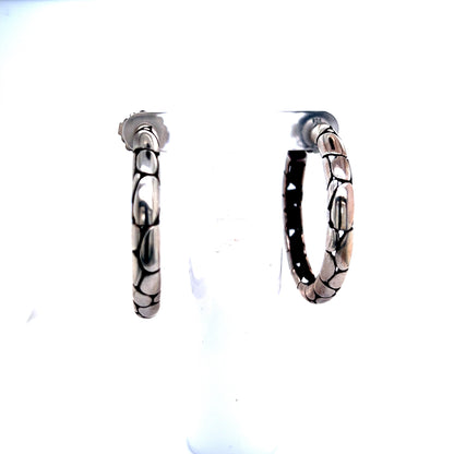 John Hardy Estate Pebble Hoop Earrings Sterling Silver JH20 - Certified Fine Jewelry