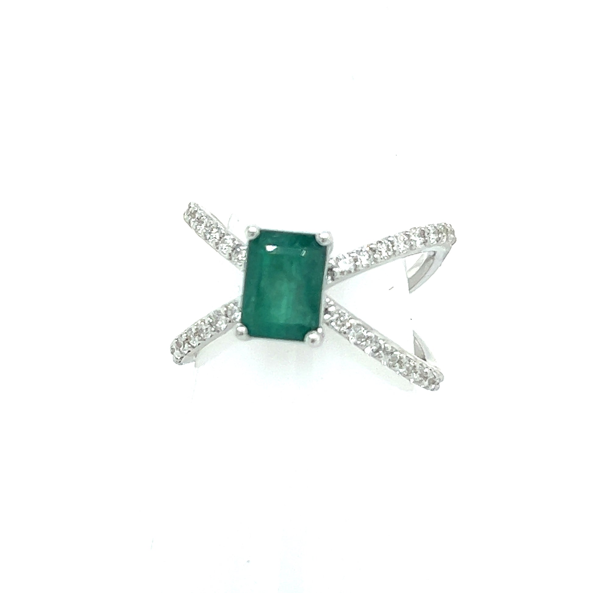 Natural Emerald Diamond Ring Size 6.5 14k W Gold 1.7 TCW Certified $4,975 217846