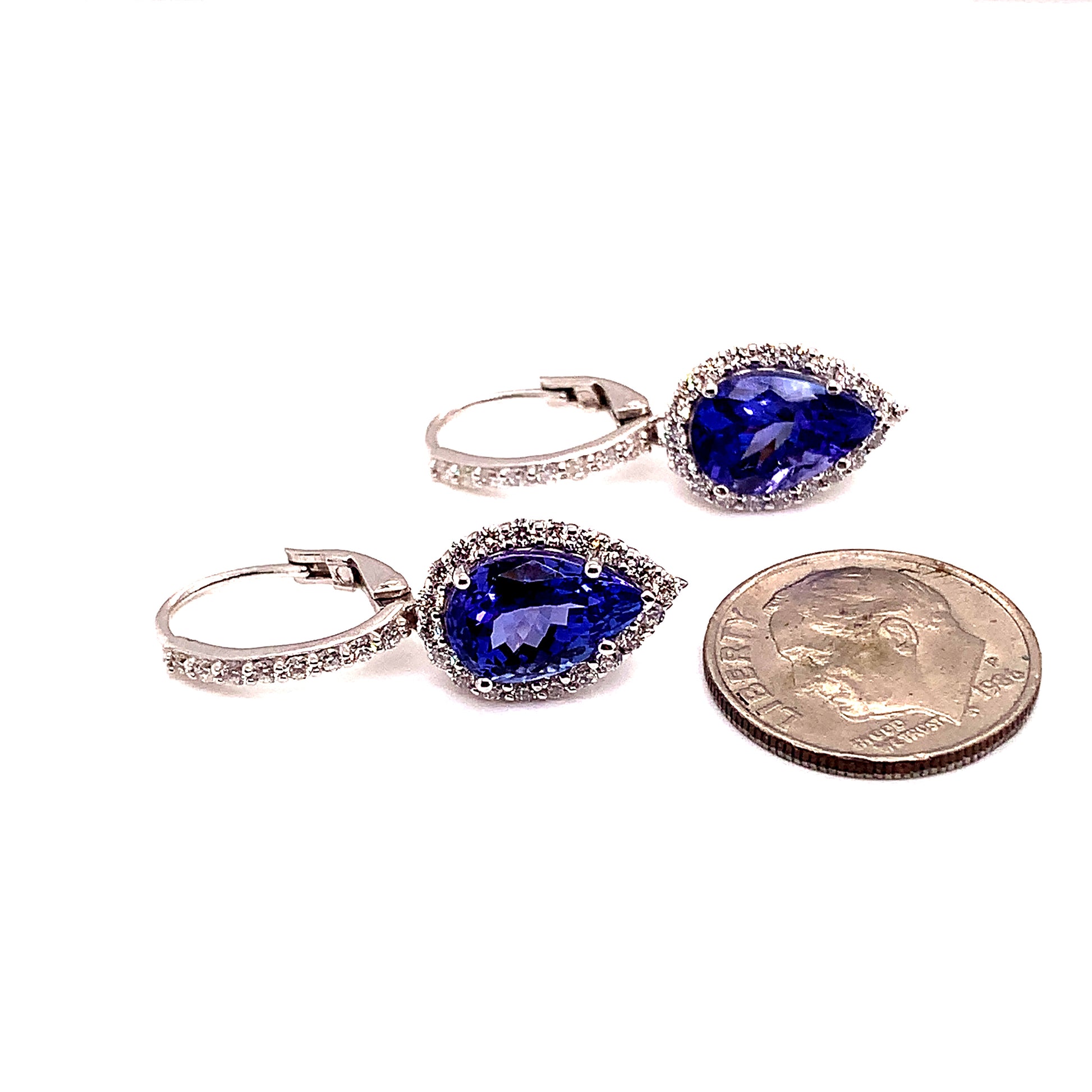 Natural Tanzanite Diamond Earrings 14k Gold 5.85 TCW Certified $5,975 118929 - Certified Estate Jewelry