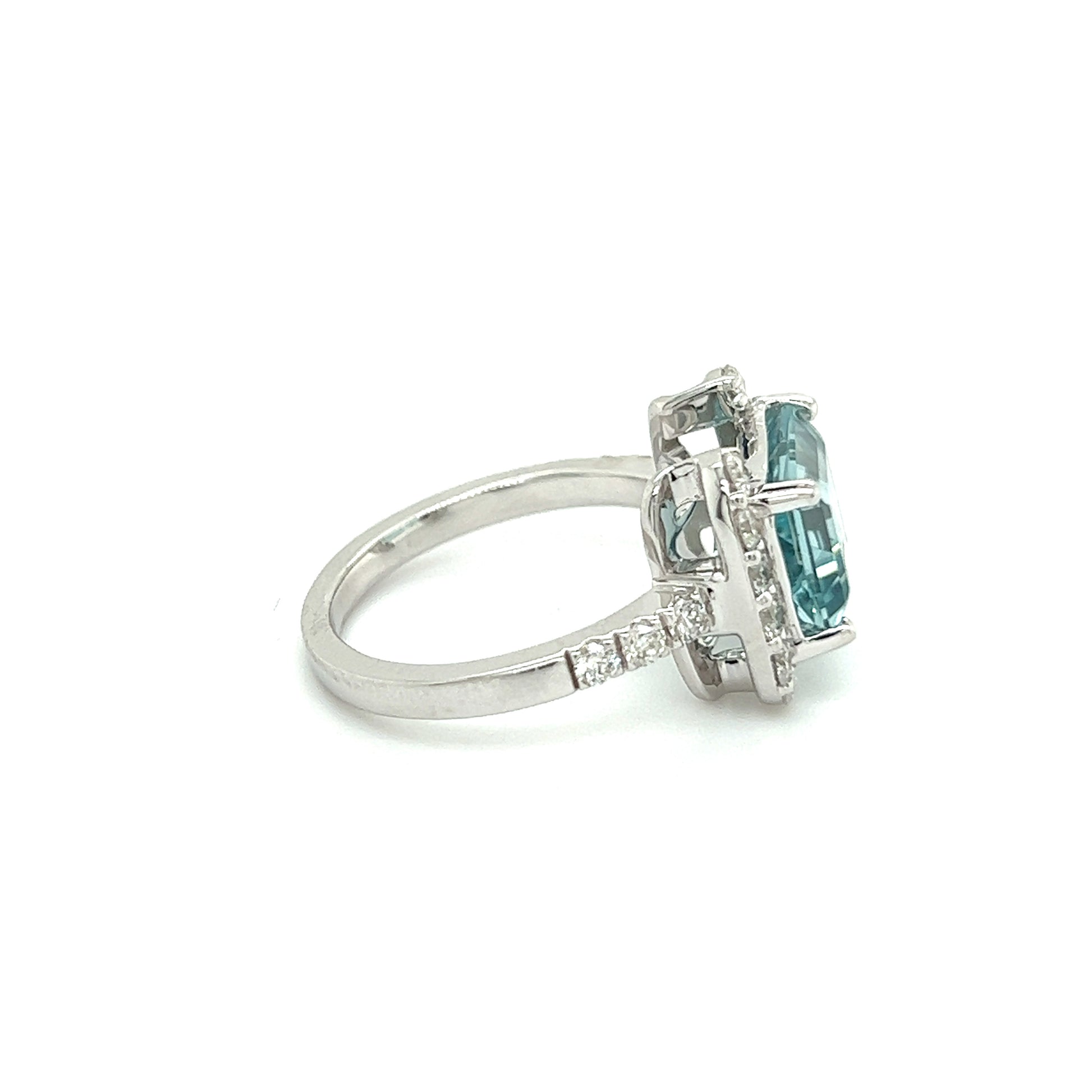 Natural Aquamarine Diamond Ring 14k white Gold 6.09 TCW Certified $4,690 217095